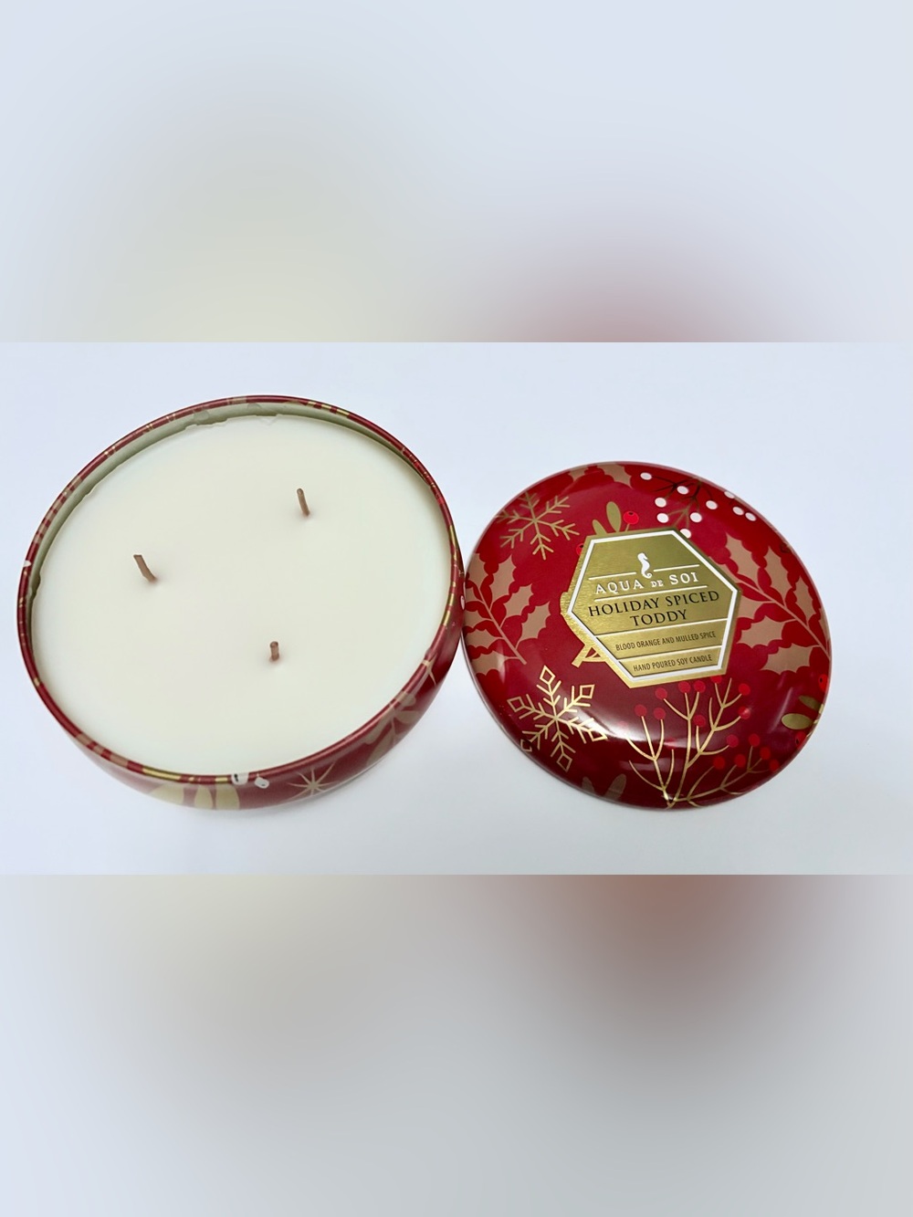 Aqua De Soi Holiday Spiced Toddy hand poured soy candle- 21 oz.  New